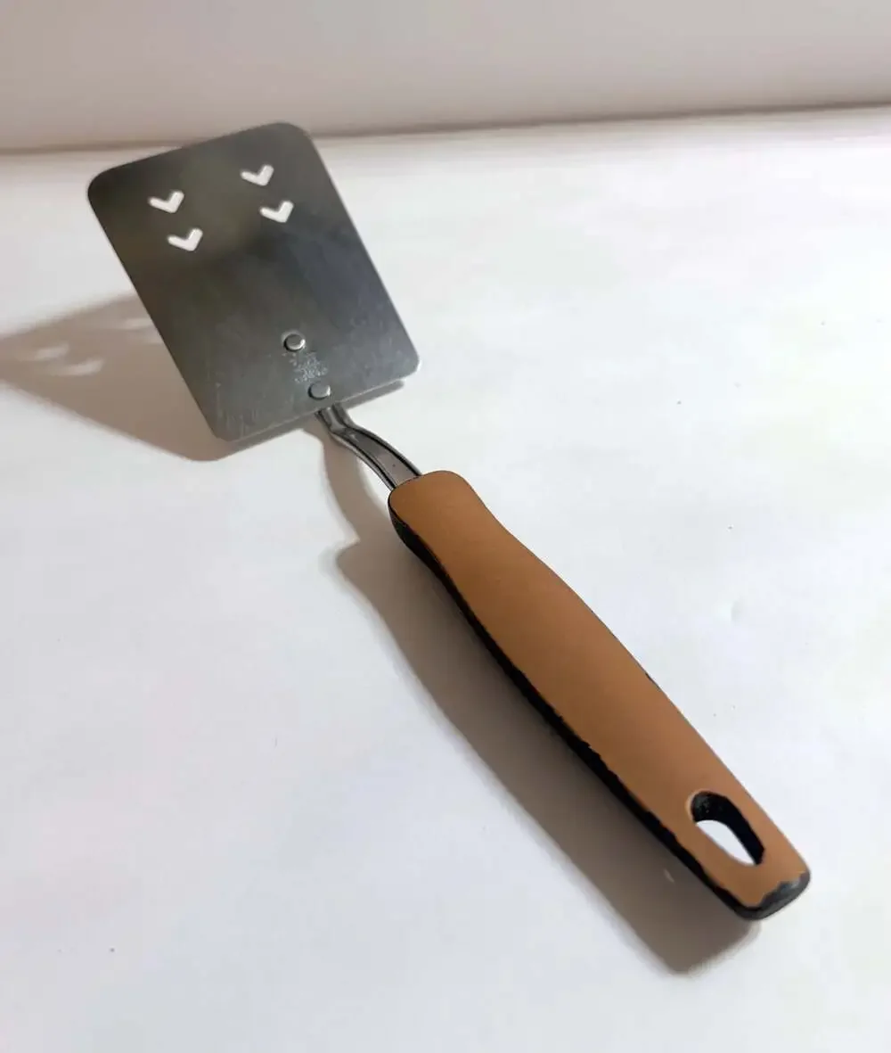 Vintage EKCO Stainless Steel Flipper Spatula with Faux Wood Grain Handle